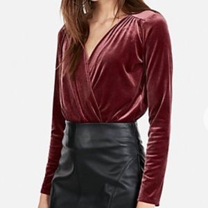 NWT Express red wine velvet surplice bodysuit!